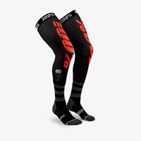 100% Rev Performance Moto Black/Red Knee Brace Socks [Size:LG/XL]