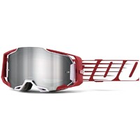 100% Armega Goggles Oversized Deep Red w/Flash Silver Lens