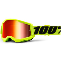 100% Strata2 Goggles Yellow w/Mirror Red Lens