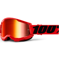 100% Strata2 Goggles Red w/Mirror Red Lens