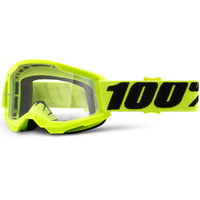 100% Strata2 Youth Goggles Yellow w/Clear Lens