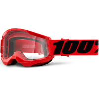 100% Strata2 Youth Goggles Red w/Clear Lens