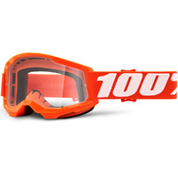 100% Strata2 Youth Goggles Orange w/Clear Lens