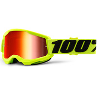 100% Strata2 Youth Goggles Yellow w/Mirror Red Lens