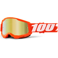 100% Strata2 Youth Goggles Orange w/Mirror Gold Lens