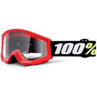100% Strata Mini Goggles Red w/Clear Lens