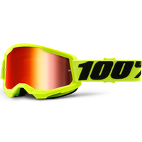 100% Strata2 Goggles Yellow w/Mirror Red Lens