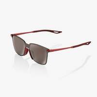 100% Legere Square Sunglasses Soft Tact Crimson w/HiPER Silver Mirror Lens