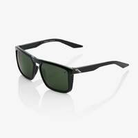 100% Renshaw Sunglasses Gloss Black w/Grey Green Lens