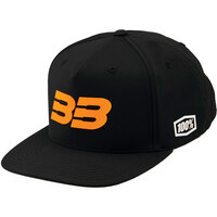 100% BB33 Snapback Hat Black/Fluro Orange