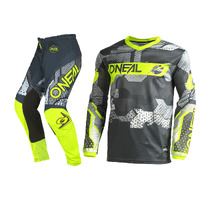 Oneal 2022 Element Camo V.22 Grey/Neon Yellow Youth Gear Set