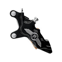 Performance Machine P00512909BM Left Hand Front 6 Piston Caliper Black Contrast Cut for most Big Twin/Sportster 84-99 Models w/11.5" Disc Rotor