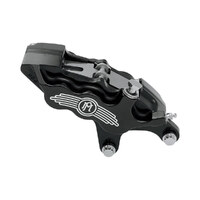 Performance Machine P00512910BM Right Hand Front 6 Piston Caliper Black Contrast Cut for most Big Twin/Sportster 84-99 Models w/11.5" Disc Rotor