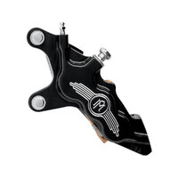 Performance Machine P00512915BM Left Hand Front 6 Piston Caliper Black Contrast Cut for Softail 00-14/Dyna 00-17/Touring/Sportster 00-07