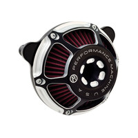 Performance Machine P02062081BM Max HP Air Cleaner Black Contrast Cut for Twin Cam 08-17 w/Throttle-by-Wire