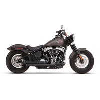 Rinehart Racing RIN-300-1101 2-into-2 Staggered Exhaust System Black w/Black End Caps for Softail 18-Up