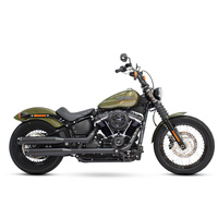 Rinehart Racing RIN-500-1201 3-1/2" Slip-On Mufflers Black w/Contrast Cut End Caps for Softail 18-Up/Standard 20-Up (Excludes Fat Bob 18-Up)
