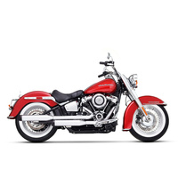 Rinehart Racing RIN-500-1210 3-1/2" Slip-On Mufflers Chrome w/Black End Caps for Softail Deluxe/Heritage Softail Classic 18-Up