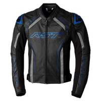 RST S-1 CE Black/Grey/Blue Leather Jacket
