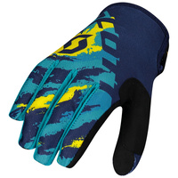 Scott 350 Fury Blue/Yellow Gloves