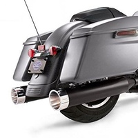 S&S Cycle SS-550-0671 MK45 Slip-On Mufflers Ceramic Black w/Chrome Tracer End Caps for Harley-Davidson Touring 17-Up Models