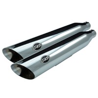 S&S Cycle Slash Cut 3.25" Slip-On Mufflers Chrome with Slash Down End for Harley-Davidson Dyna 95-09 Models w/Staggered Exhaust