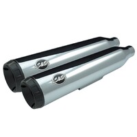 S&S Cycle Grand National 3.25" Slip-On Mufflers Chrome with Black End Cap for Harley-Davidson Dyna 95-09 Models w/Staggered Exhaust