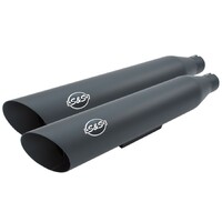 S&S Cycle Slash Cut 3.25" Slip-On Mufflers Black with Slash Down End for Harley-Davidson Dyna 95-09 Models w/Staggered Exhaust
