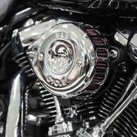 S&S Cycle SS170-0435A Mini Teardrop Air Cleaner Kit Chrome for Softail 18-Up/Touring 17-Up