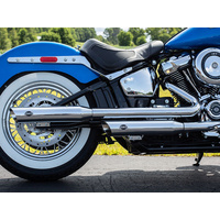 S&S Cycle SS550-0739 3-1/2" Slash Cut Slip-On Mufflers Chrome for Softail Deluxe/Heritage Softail Classic 18-Up
