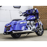 S&S Cycle SS550-1077 Fishtail 4" Slip-On Mufflers Chrome w/Chrome End Caps for Indian Big Twin 14-Up w/Hard Saddle Bags