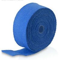 Exhaust Wrap Blue Heat Wrap 2" Wide x 30Ft (10m) Roll with 4 Locking Ties Universal Use