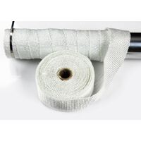 Exhaust Wrap White Heat Wrap 2" Wide x 30Ft (10m) Roll with 4 Locking Ties Universal Use