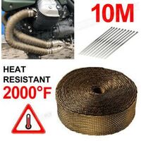 Exhaust Wrap Gold Heat Wrap 2" Wide x 30Ft (10m) Roll with 4 Locking Ties Universal Use