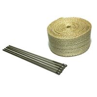 Exhaust Wrap Beige/Yellow Heat Wrap 2" Wide x 30Ft (10m) Roll with 4 Locking Ties Universal Use