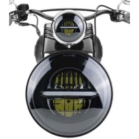 Headlight 50w LED Daymarker Style Angel Eye Black Face Suit Most H-D, 7" - Softail Heritage & Fatboy Fl, Touring Flt & Indian Models