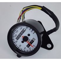 Speedo Mini Style Black w/White Face with T/Signal Neutral Universal Use Fits all Motorcycles Bobbers Customs