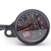 Speedo KMH Black w/Black Face with LED T/Signal Neutral & Gear Display Universal Use Fits all Motorcycles Bobbers Customs