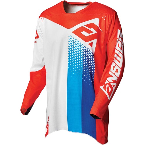 Answer 2021 Pace Elite White/Red/Hyper Blue Jersey [Size:XS]
