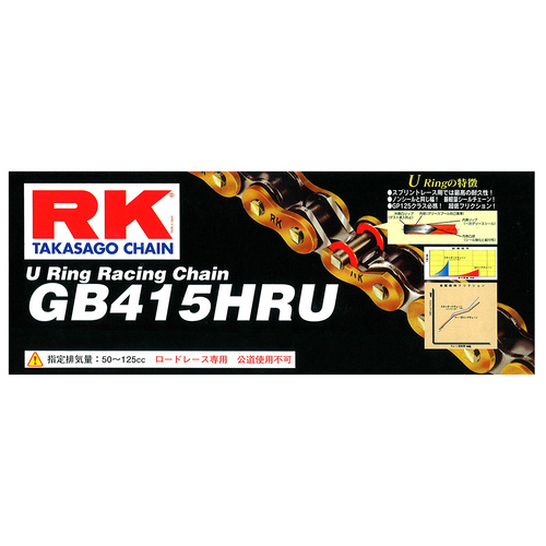 RK Racing 12-413-136GD U-Ring Racing Chain GB415HRU 136 Link Gold