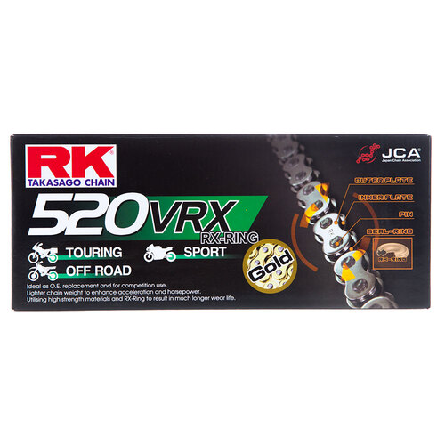 RK Racing 12-52R-120GD Chain GB520VRX 120 Link Gold