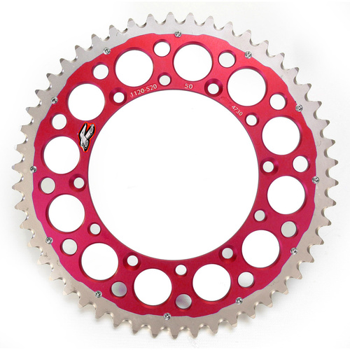 Renthal 154O52050GPRD Twinring Grooved 50T Rear Sprocket Red (520 Pitch)