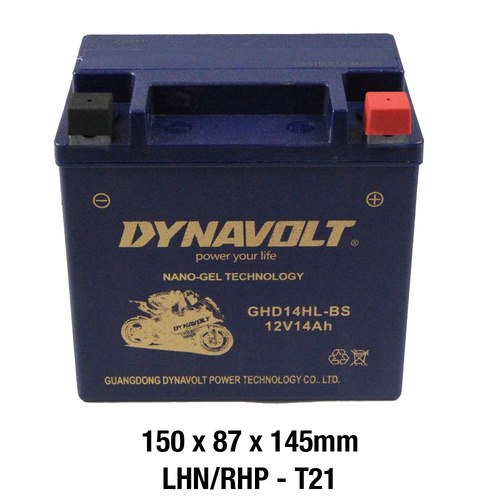 Dynavolt Gel 57-714-20 GHD14H-BS [14Ah / CA 315] for Sportster 2004-2021 & Street 500 2015-2020 oem 65958-04