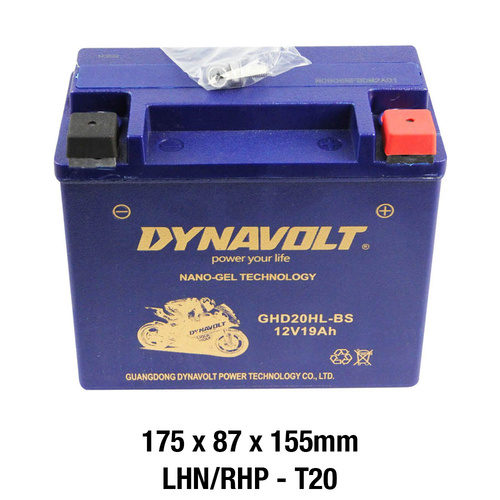 Dynavolt Gel 57-720-50 GHD20H-BS [20Ah / CA 460] for Softail & Dyna Models 1991-1996 Oem 65989-90