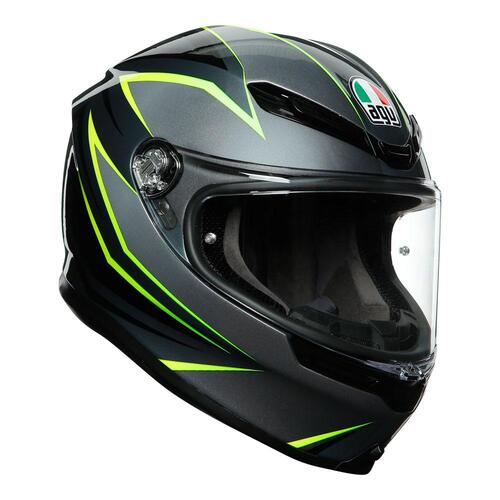 AGV K6 Flash Grey/Black/Lime Helmet [Size:SM]