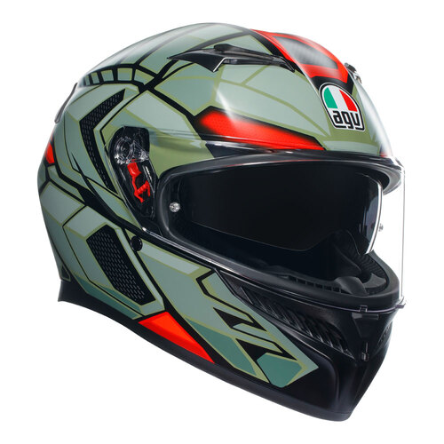 AGV K3 Decept Matte Black/Green/Red Helmet [Size:XS]