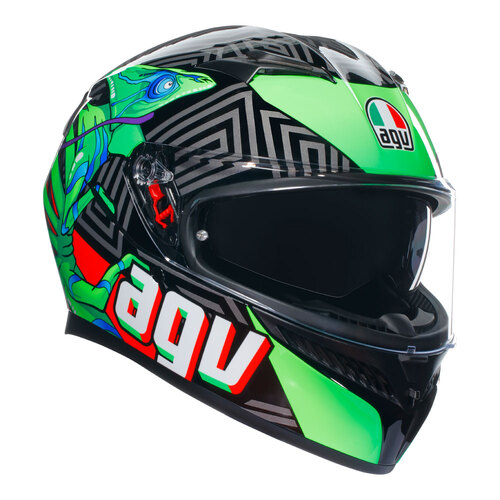 AGV K3 Kamaleon Black/Red/Green Helmet [Size:XS]