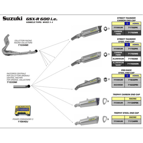 (NEW) ARROW SUZ GSX-R600/750 06-07 SS RACING CLTRS