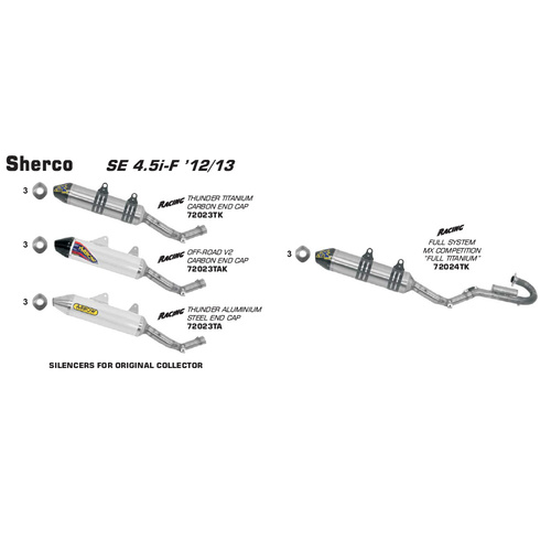 Arrow 72024TK MX Competition Titanium Exhaust System w/Thunder Muffler/Carbon End Cap for Sherco SE 4.5i-F 12-13