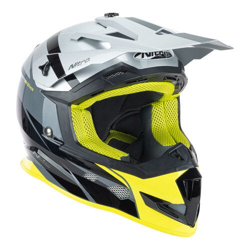 Nitro MX700 Recoil Gunmetal/Black/Silver/Fluro Yellow Helmet [Size:SM]